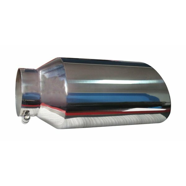 Speedfx EXHAUST TIPS 5 Inch Inlet 8 Inch Outlet Polished Stainless Steel Round Angled Cut Rolled Edge 507S